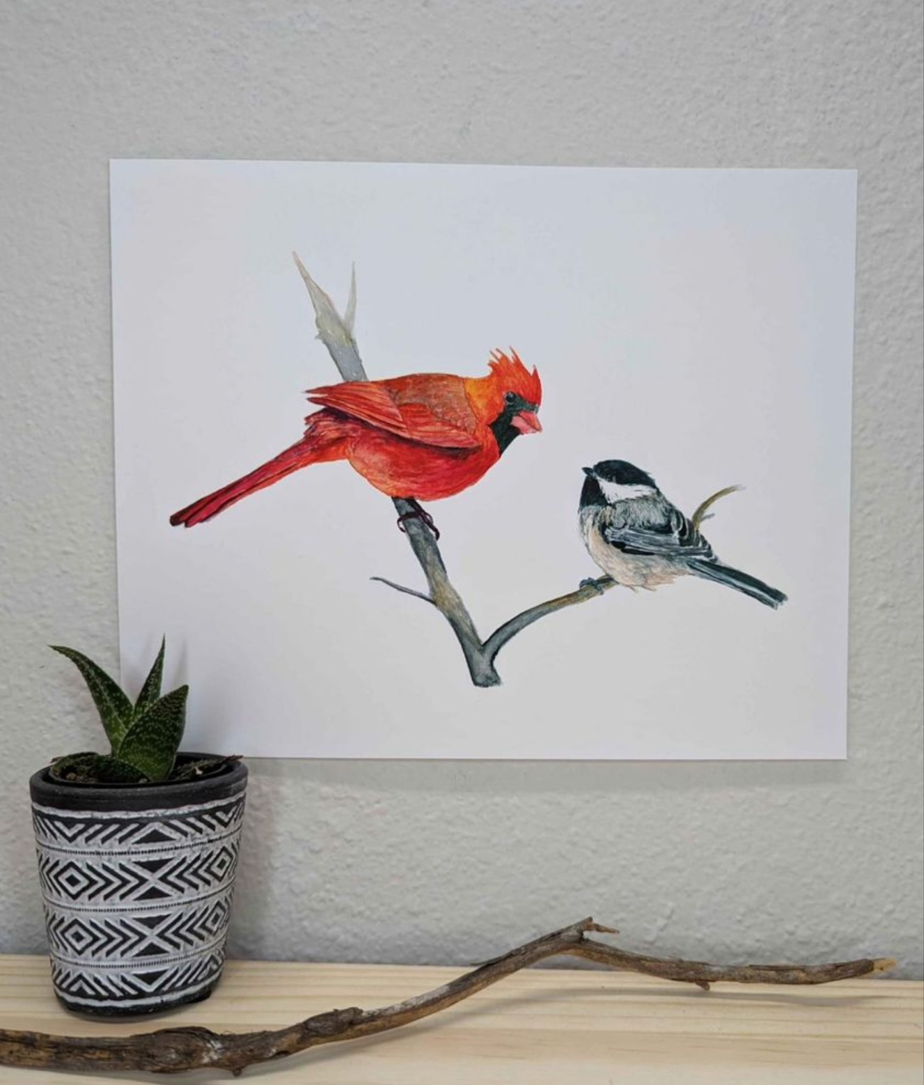 Cardinal and Chickadee Bird Print
