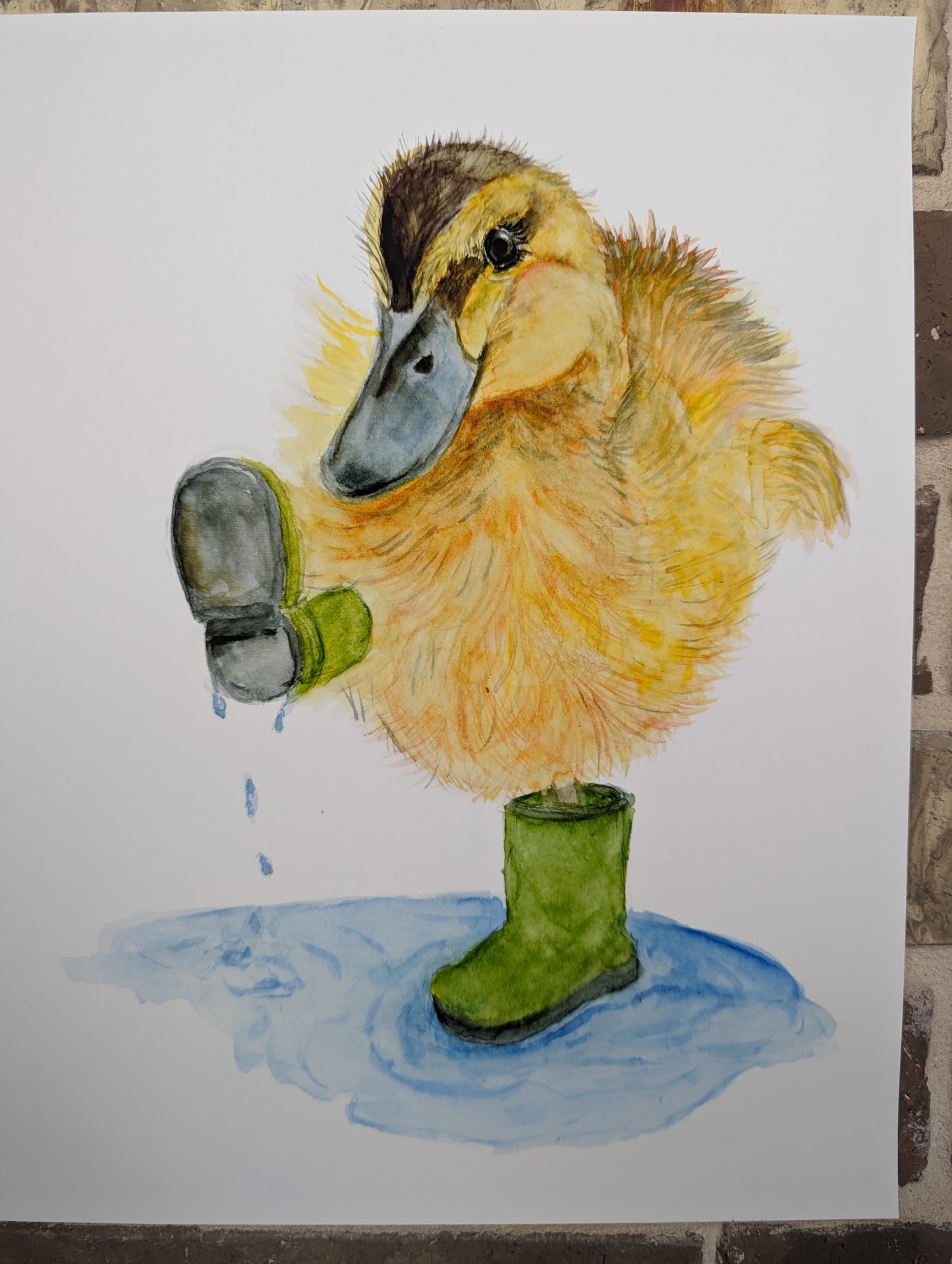 Baby Duck Splashing in Water