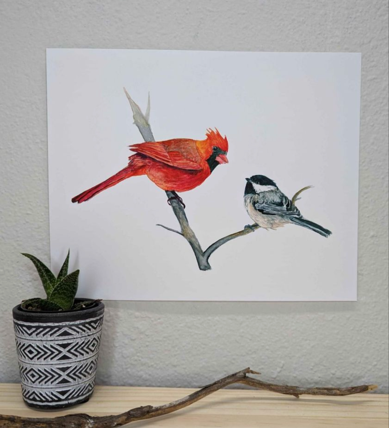 Cardinal and Chickadee Bird Print