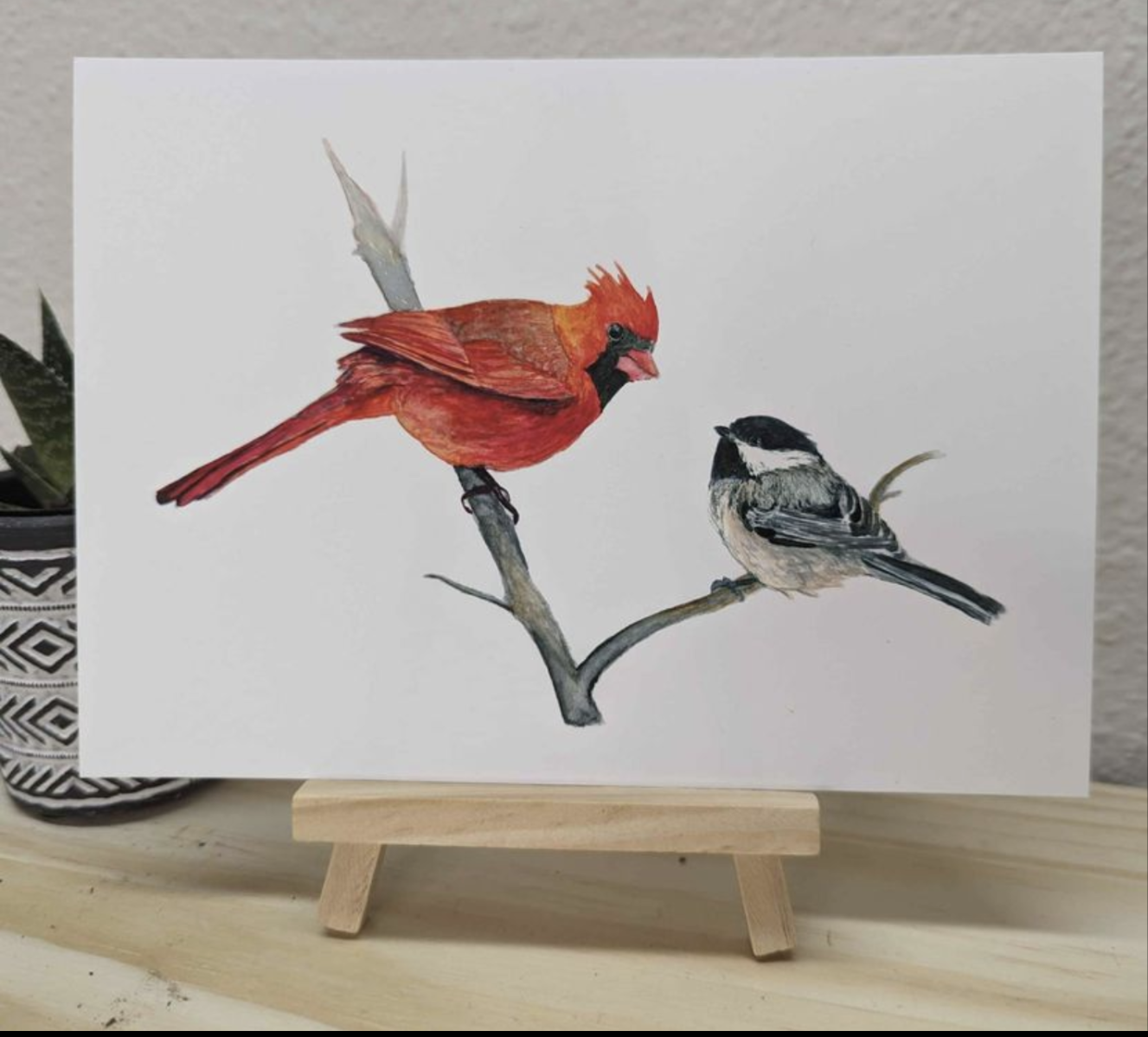 Cardinal and Chickadee Bird Print