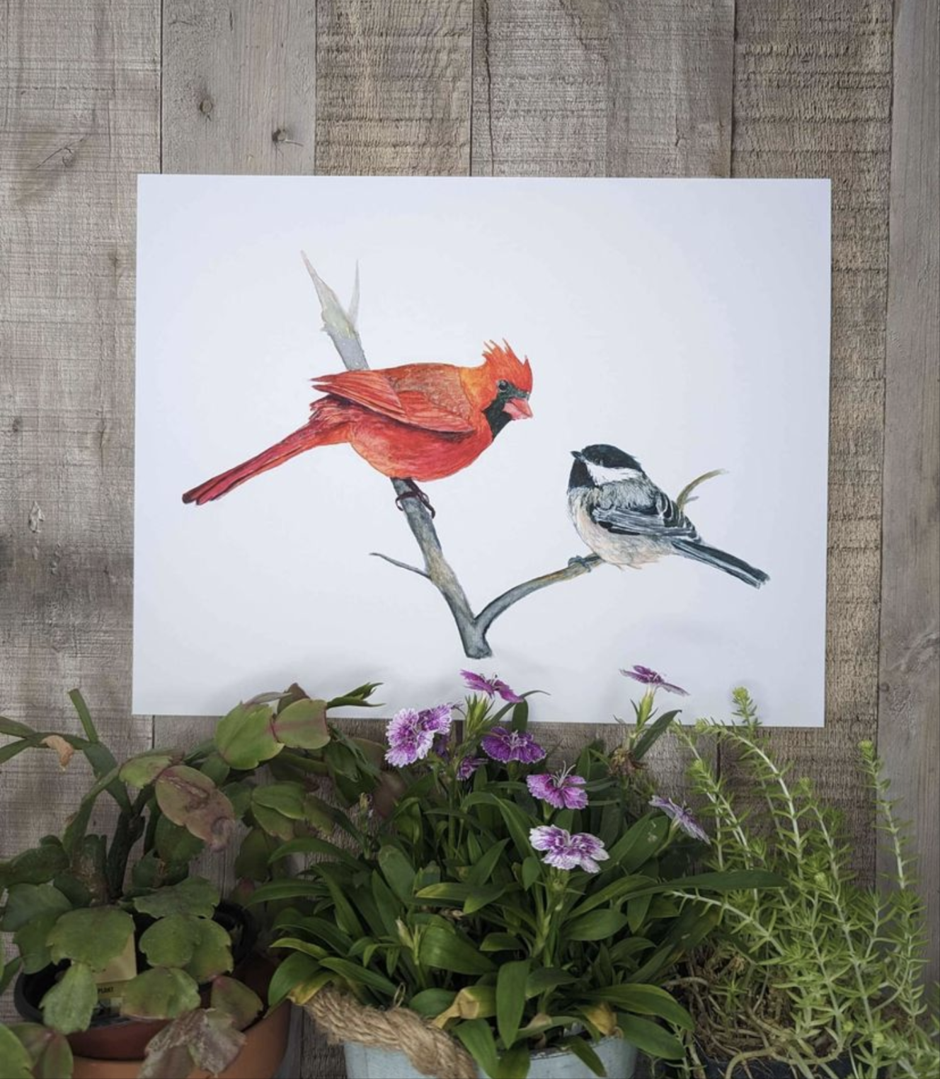 Cardinal and Chickadee Bird Print