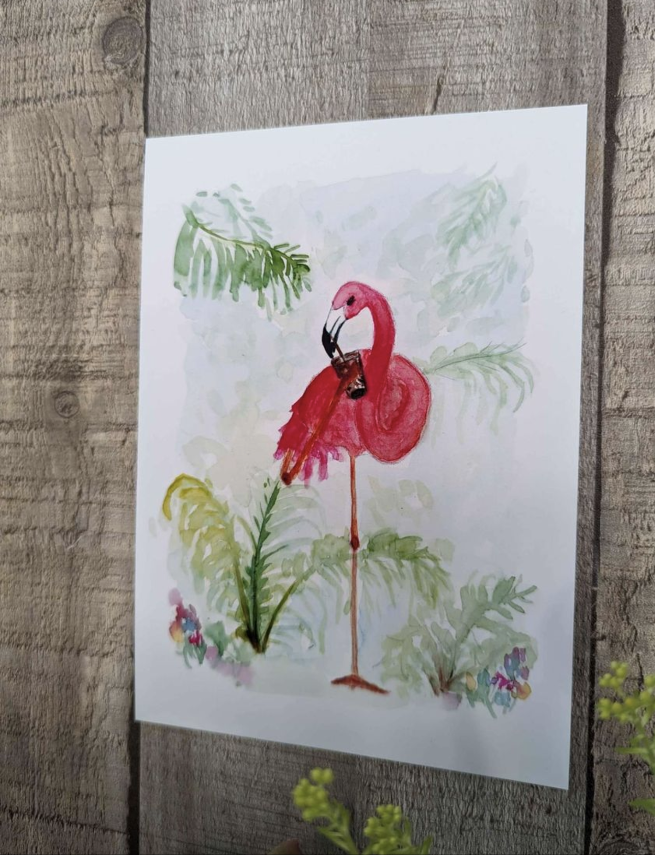 Flamingo with Iced Coffee