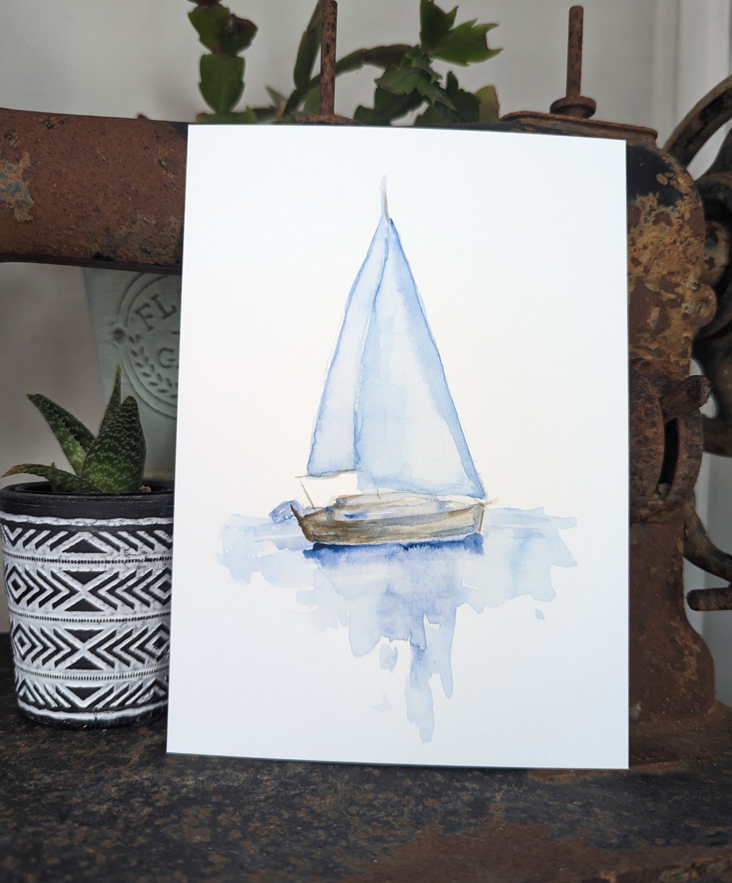 Sailboat Art Print - Watercolor Design